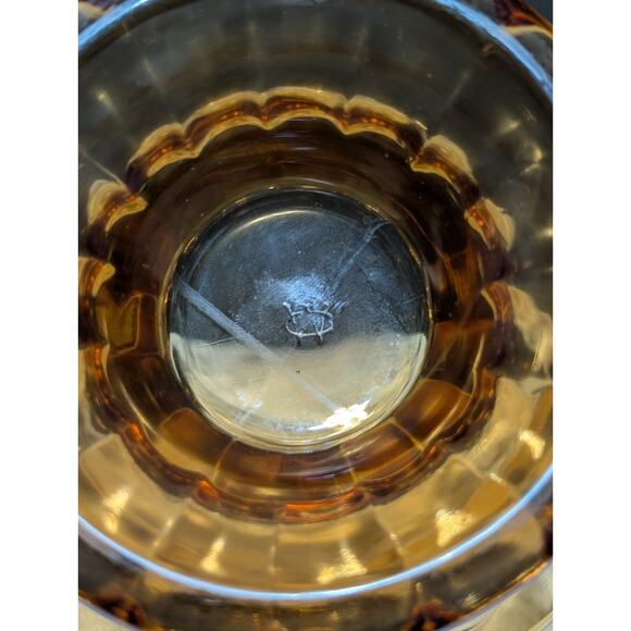 VTG Westmoreland Amber Glass Doric Lattice Lace Centerpiece/Fruit Bowl - Picture 3 of 5